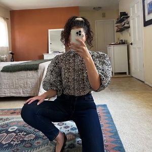 topshop puff sleeve embellished blouse